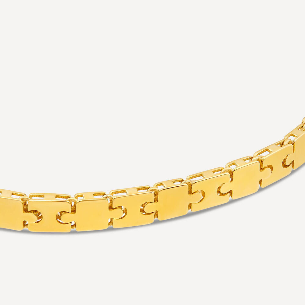 9ct Yellow Gold Shiny Narrow Jigsaw Bracelet image number 3