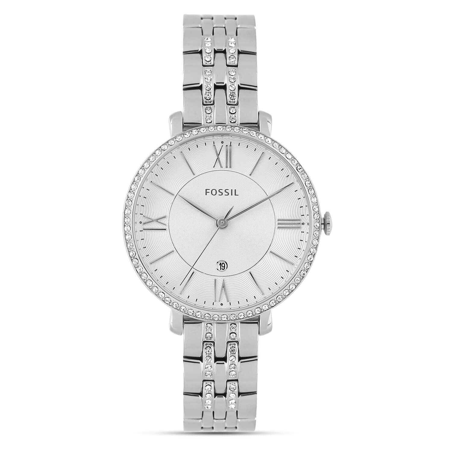White fossil 2025 watch with diamonds