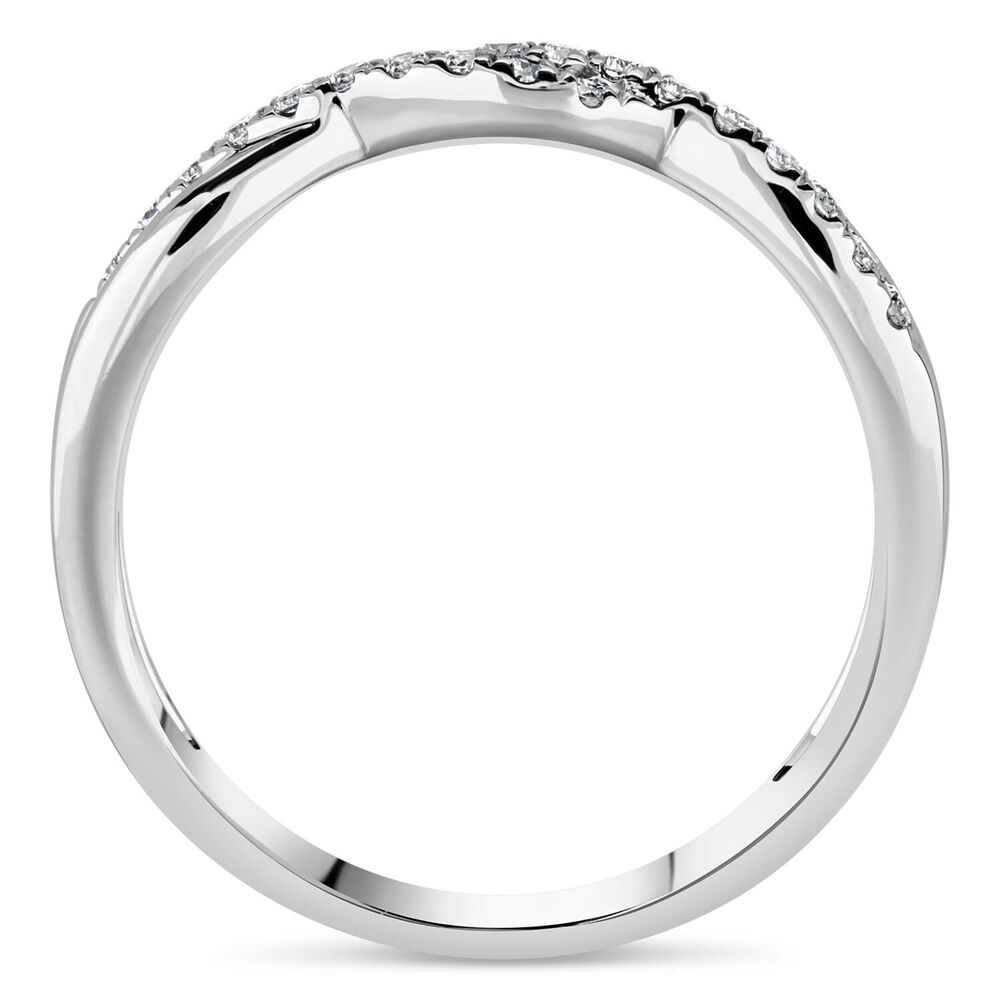 9ct White Gold Diamond 2 Row Pave Twist 0.15ct Ring image number 2