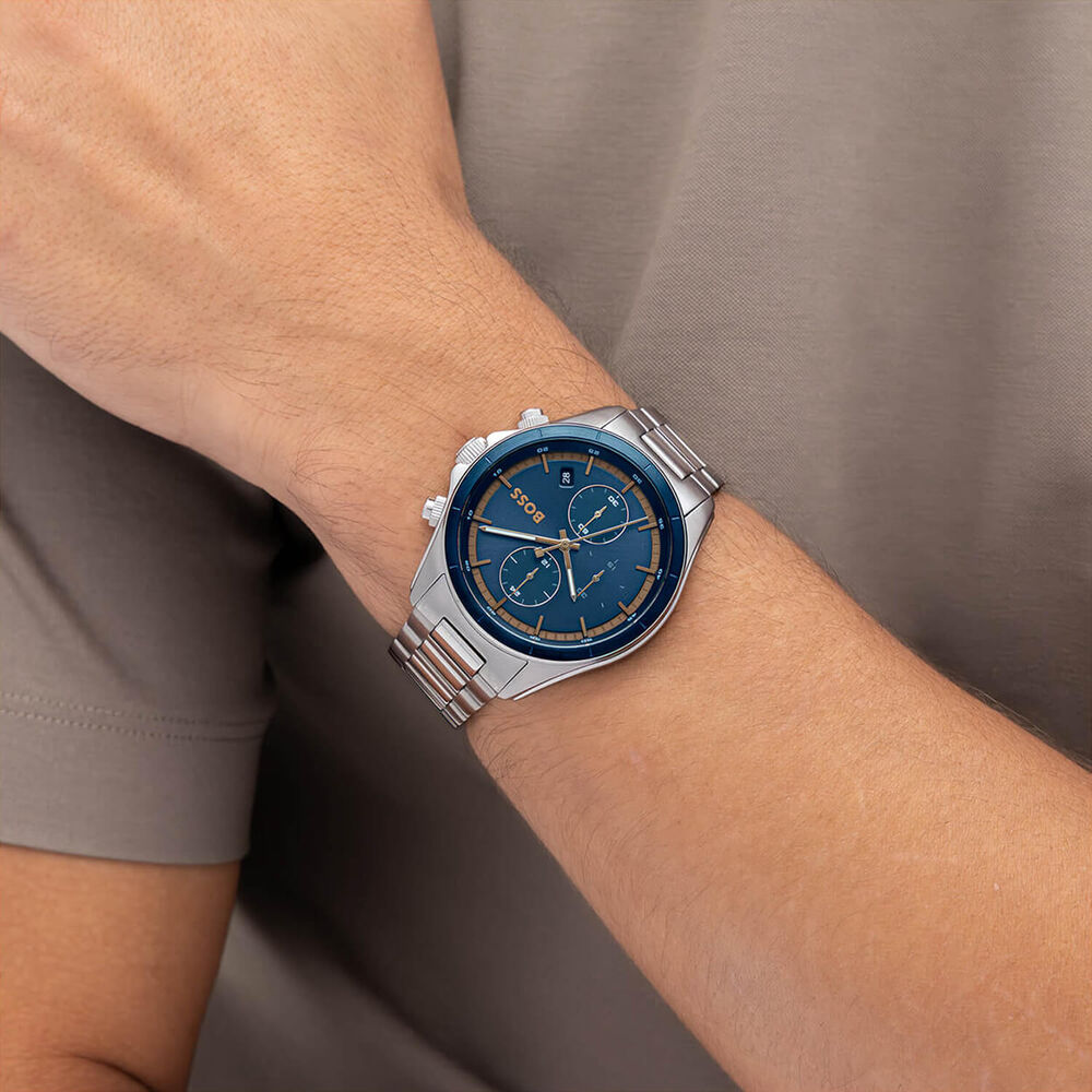 BOSS Bossletic 42mm Blue Dial Steel Bracelet Watch