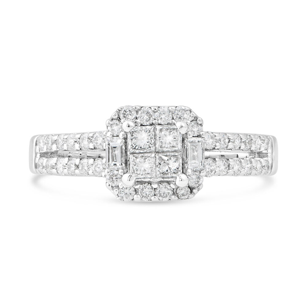 Ladies' 9ct White gold Quad Cluster Engagement Ring 0.58ct image number 1