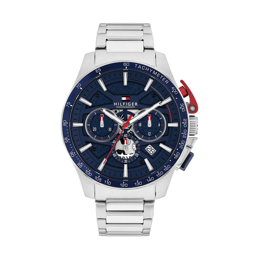 Tommy Hilfiger 44mm Blue Dial Stainless Steel Bracelet Chronograph Watch