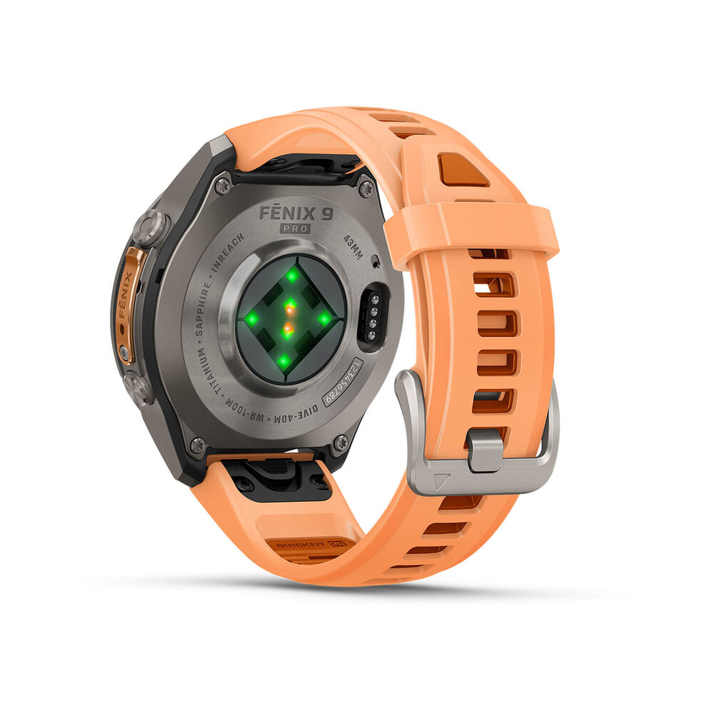 Garmin fenix 9 Pro 43mm Titanium Shell Pink/Autumn Orange Silicone Strap Watch