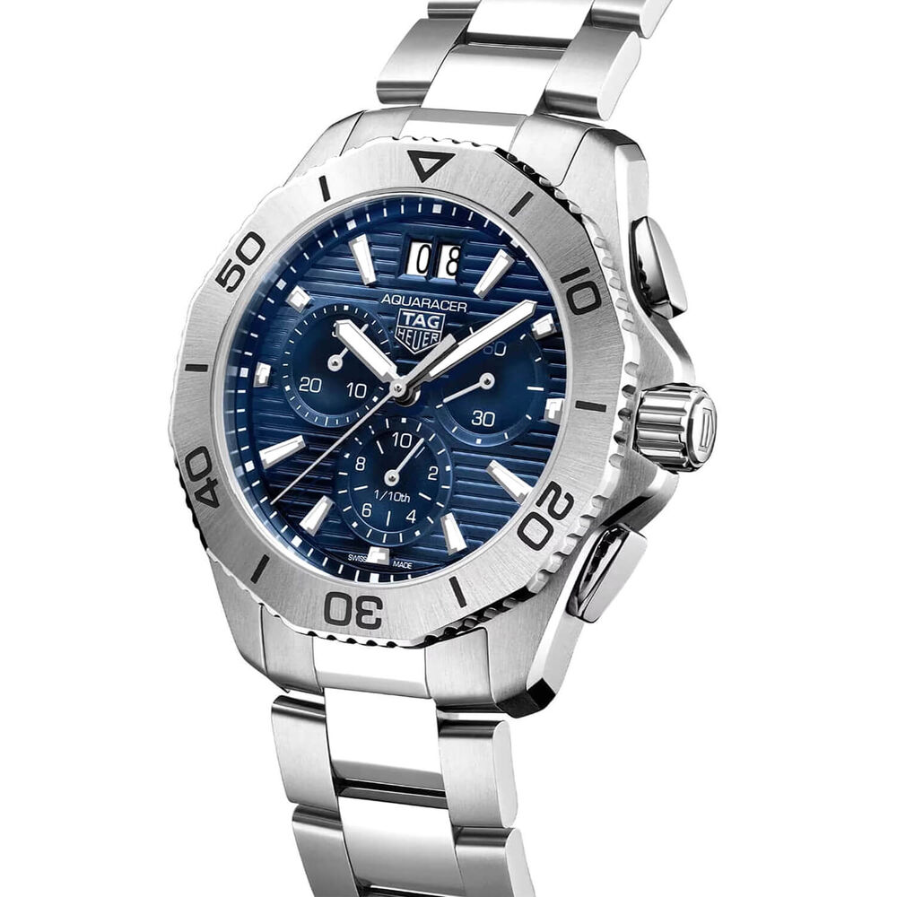 TAG Heuer Aquaracer Professional 200 Quartz Chronograph 40mm Blue Dial Steel Bracelet Watch image number 1