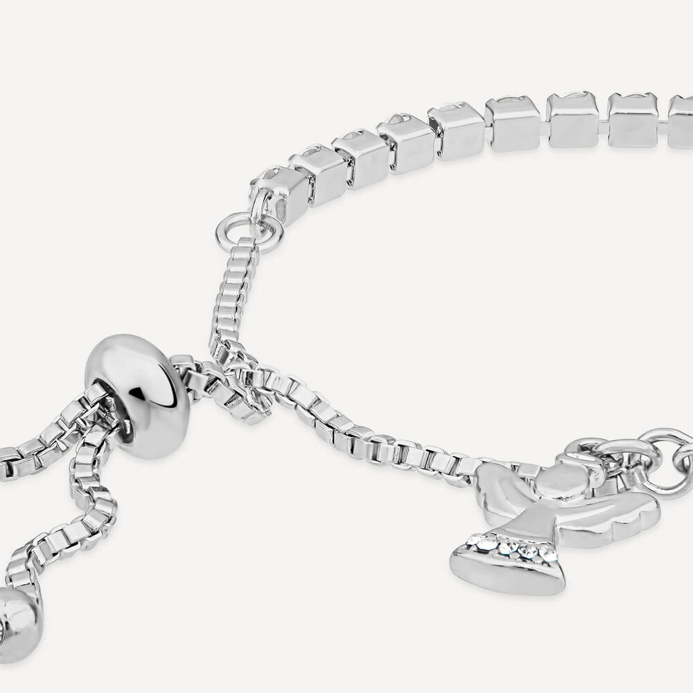 Silver Plated Crystal Angel Charm Tennis Bracelet image number 3