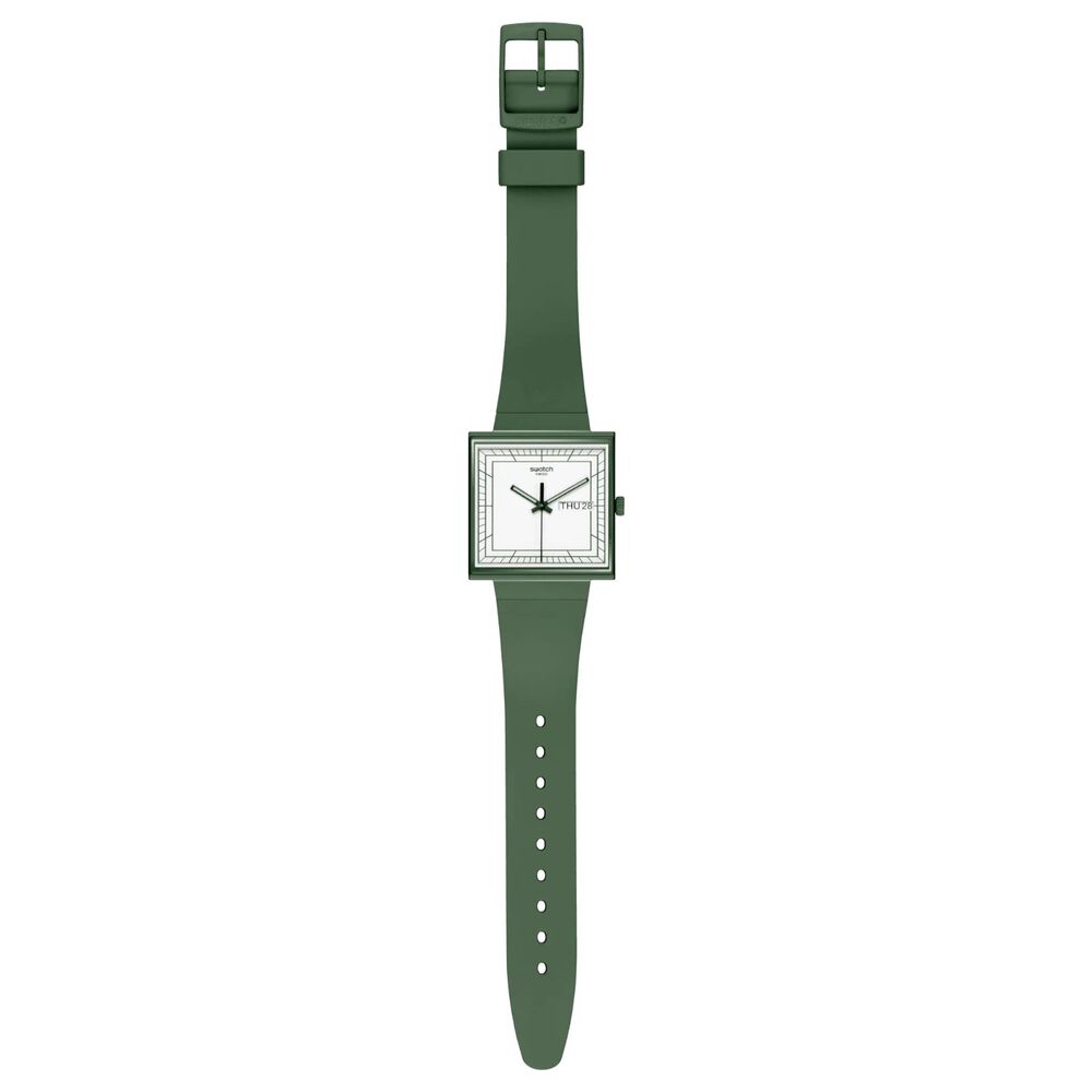 Swatch Bioceramic What if…Green? Square Dial Green Strap Watch image number 3