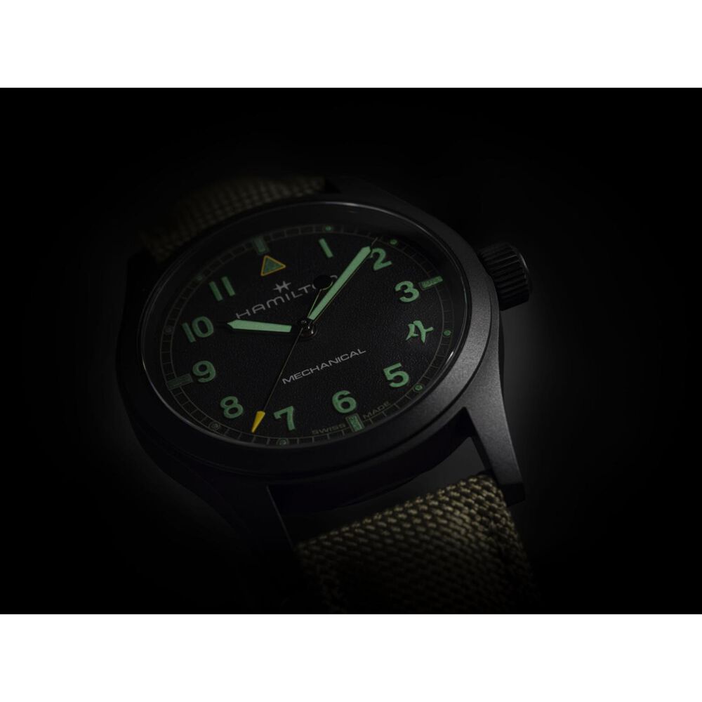 Hamilton x Call of Duty 2026 Khaki Field Mechanical 38mm Black Dial Green Textile Strap