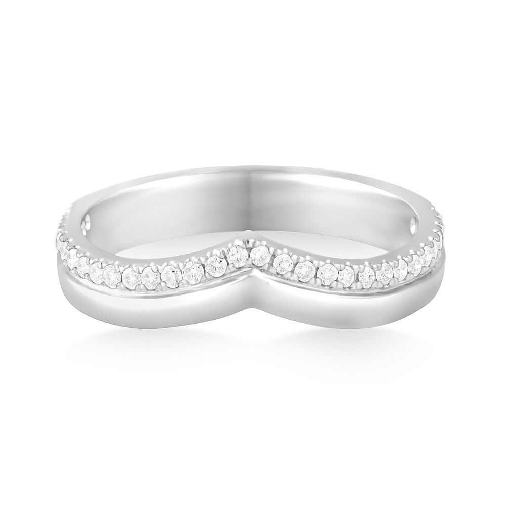 9ct White Gold 0.15ct Diamond Wishbone 3mm Ladies' Ring image number 6