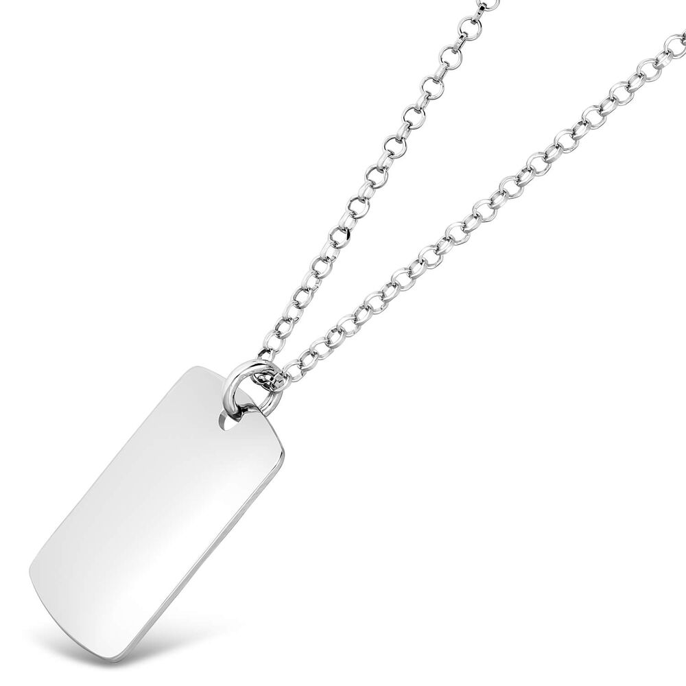 Sterling Silver Plain Rectangle Disc Pendant Necklace (Chain Included) image number 1