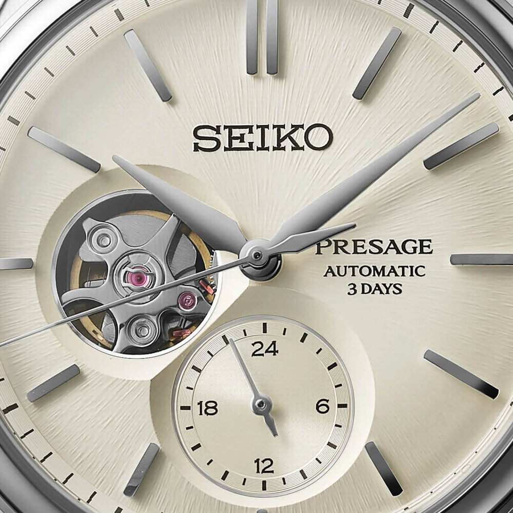 Seiko Presage Classic Series 'Shiro-iro' Open Heart 40mm White Dial Steel Bracelet Watch image number 1