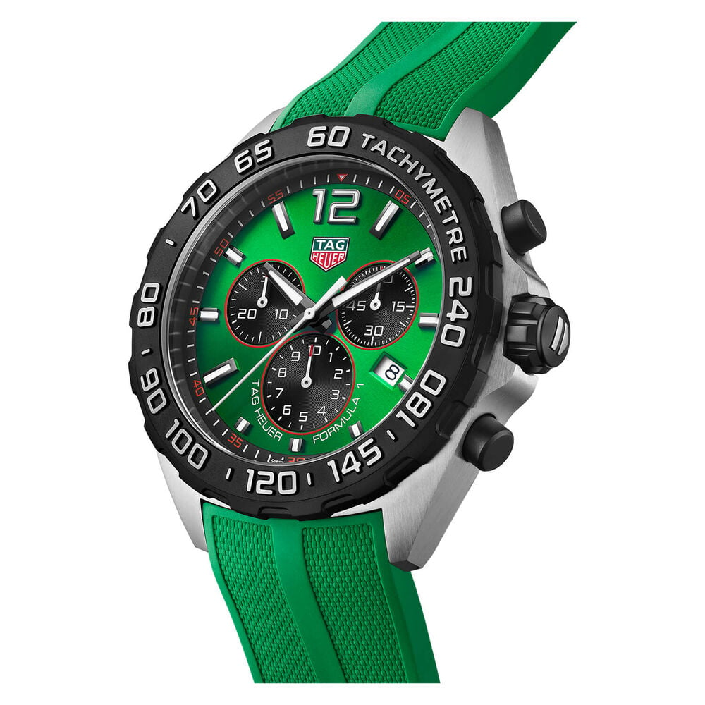 TAG Heuer Formula 1 Chronograph Quartz 43mm Green Dial Green Strap Watch image number 2