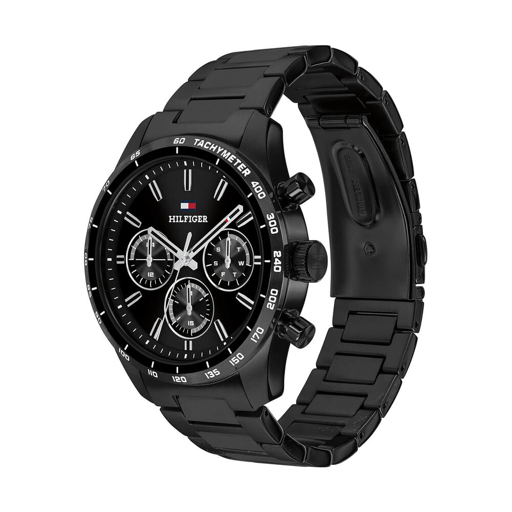 Tommy Hilfiger 42mm Black Dial Black Ion Plated Steel Bracelet Watch