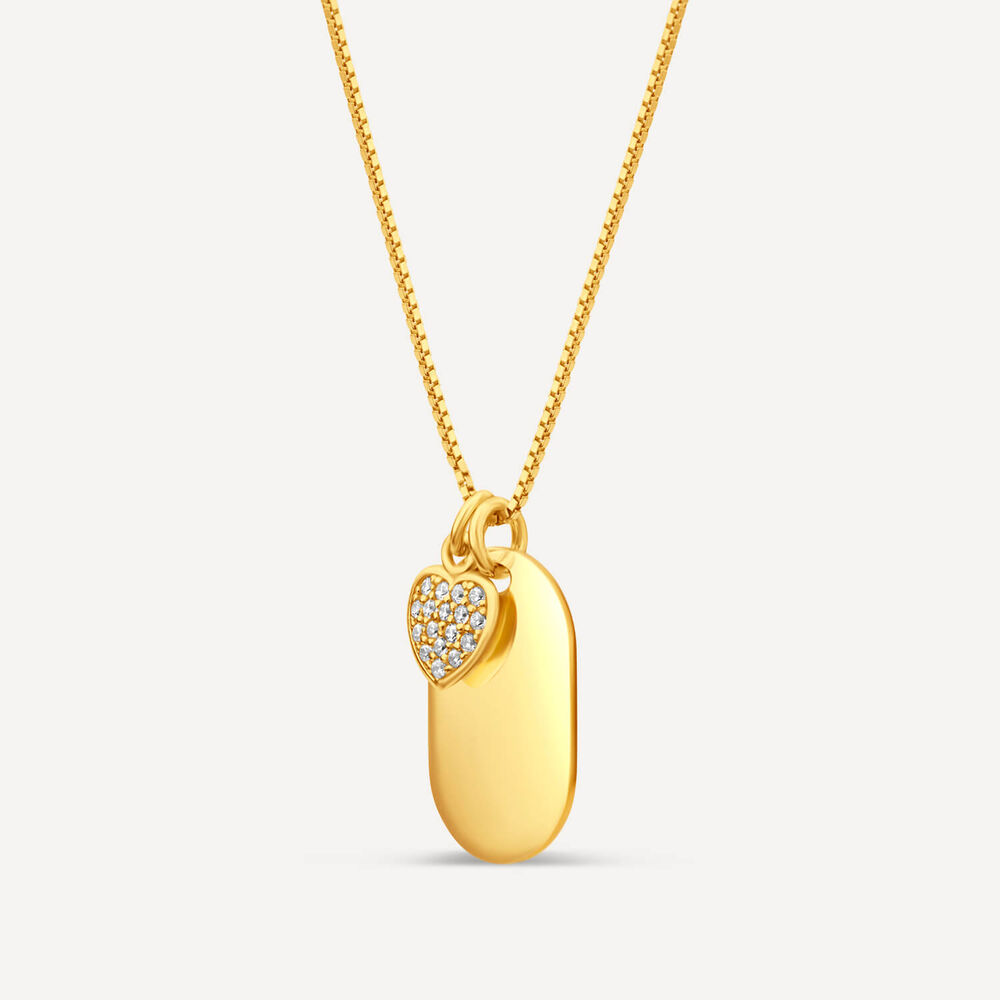 Sterling Silver & Yellow Gold Plated Oval Plain Disc with Infinity Heart Pendant
