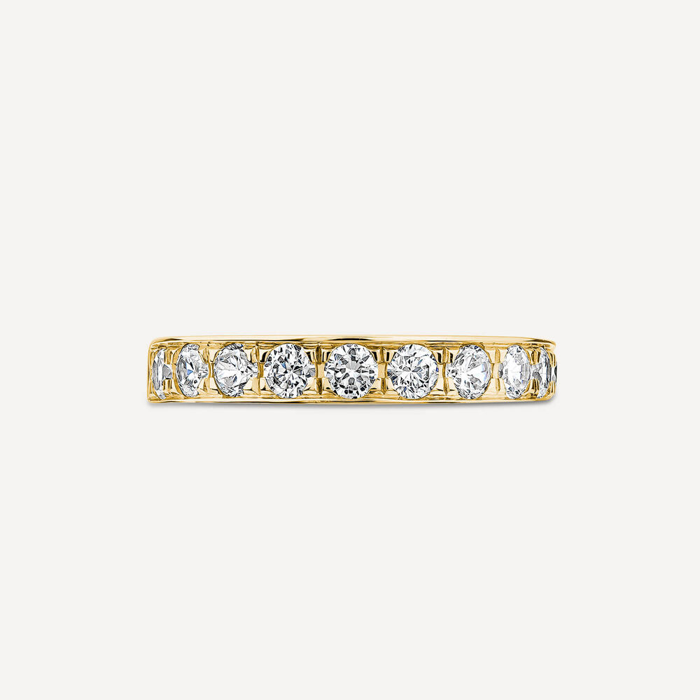18ct Yellow Gold 3.5mm 0.67ct Diamond Pave Set Wedding Ring