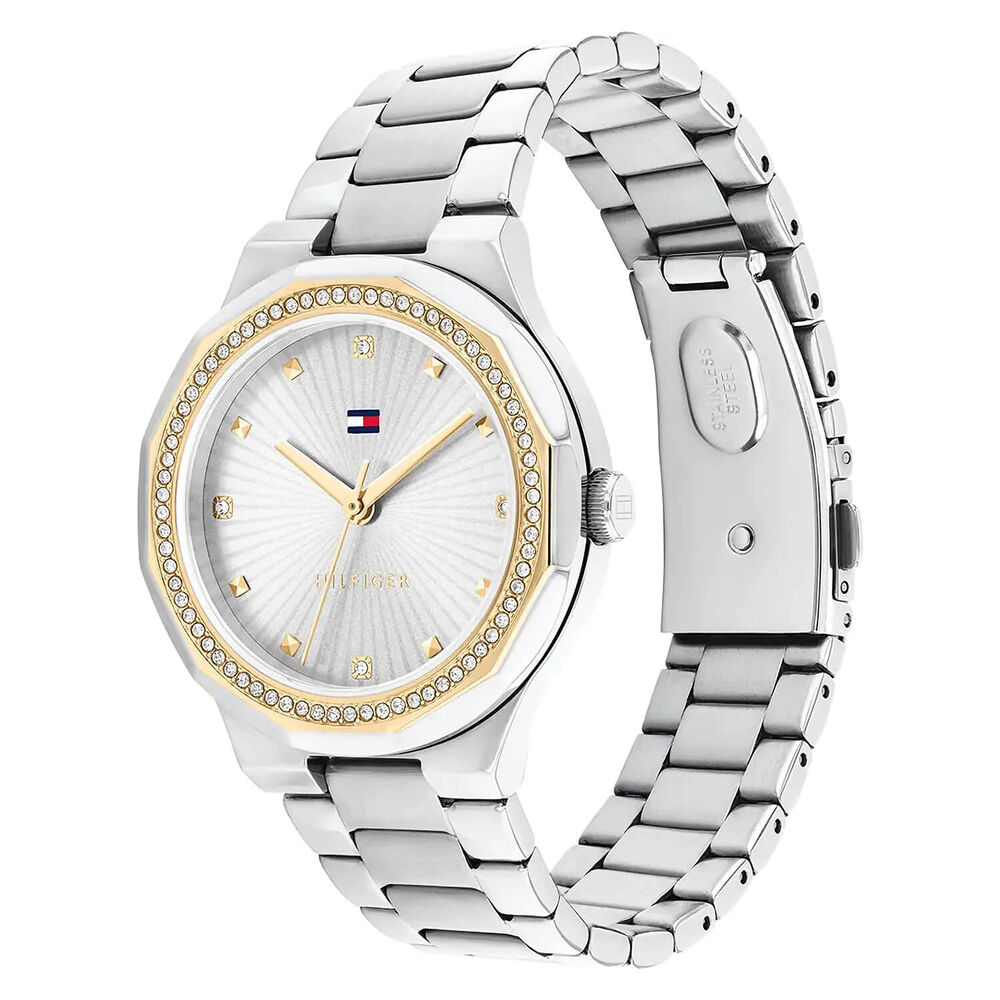 Tommy Hilfiger 36mm Silver Dial Cubic Zirconia Set Bezel Steel Bracelet Watch image number 1