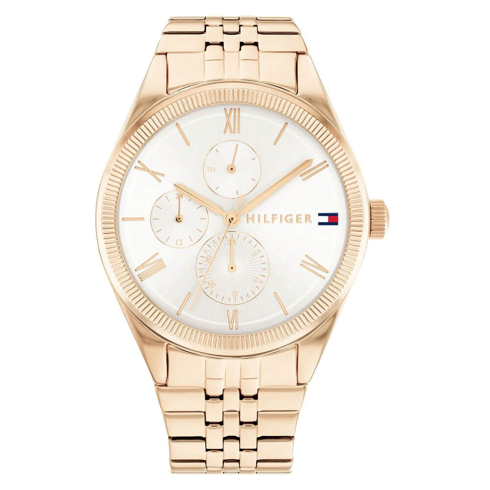 Tommy Hilfiger 38mm White Dial Carnation Gold Case & Bracelet Watch image number 0