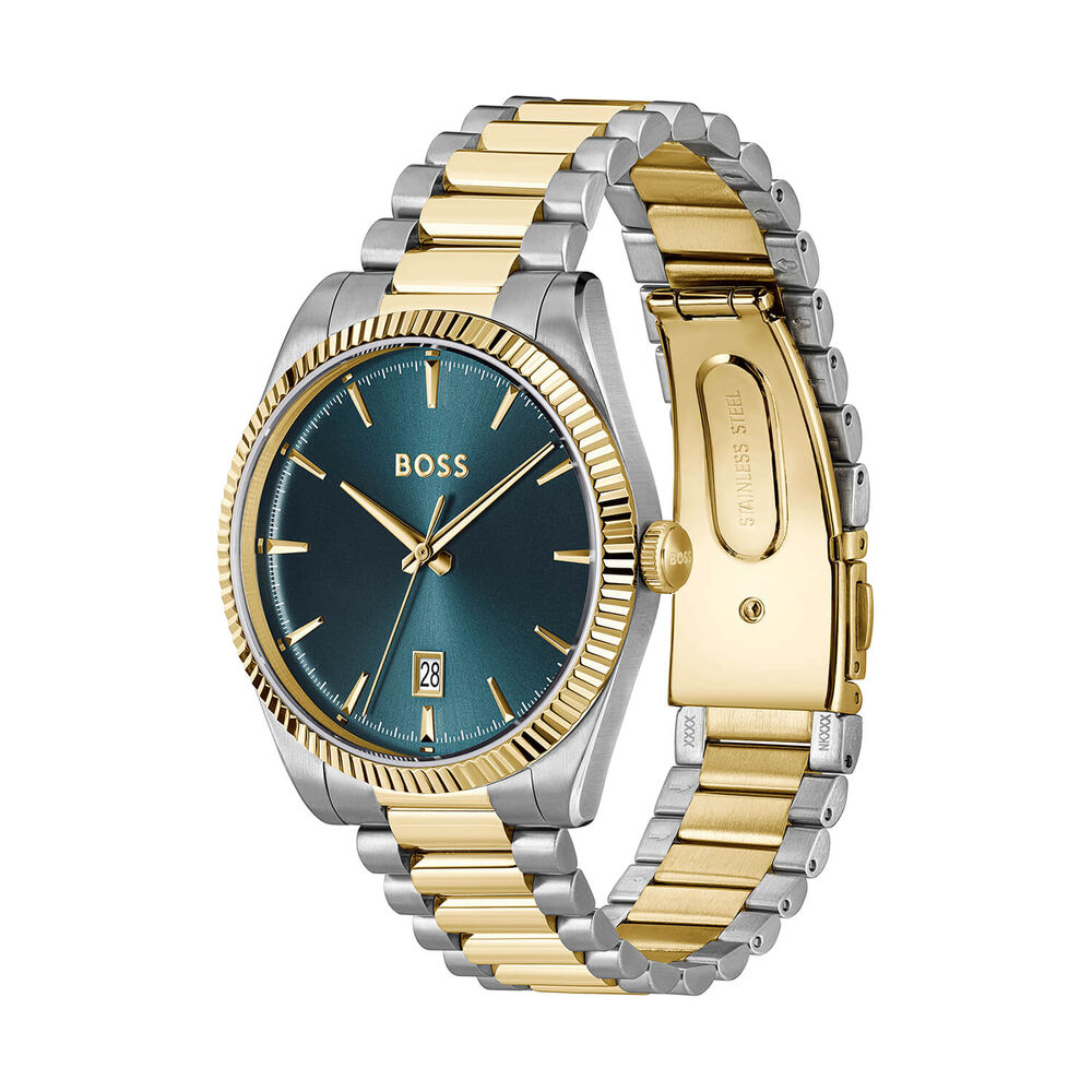 BOSS Cheswick 40mm Blue Dial Two Tone Stainless Steel Bracelet Watch image number 2