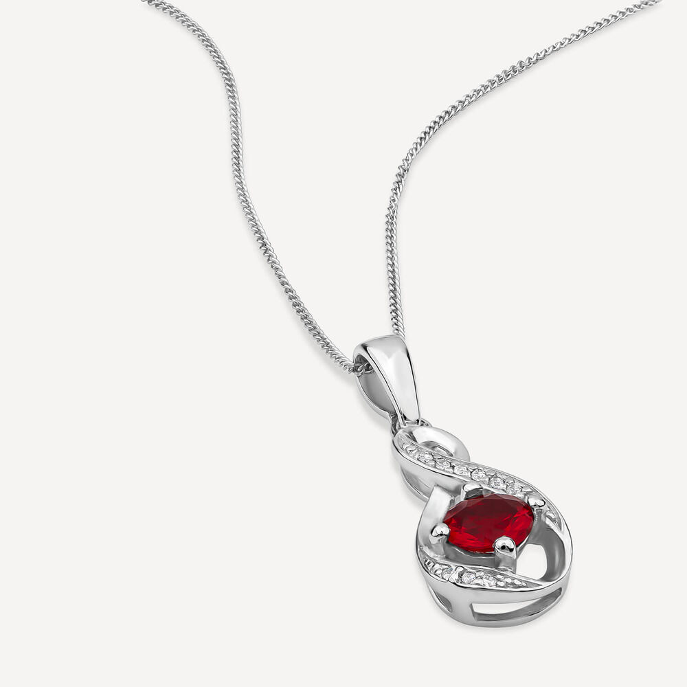 Sterling Silver and Cubic Zirconia July Birthstone Pendant (Chain Included) image number 2