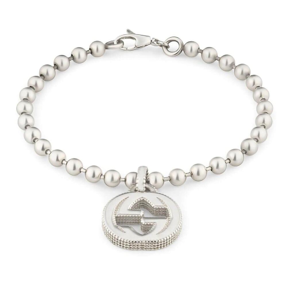 Gucci Interlocking G Sterling Silver Boule Link GG Charm Bracelet (Size XL, 19cm)