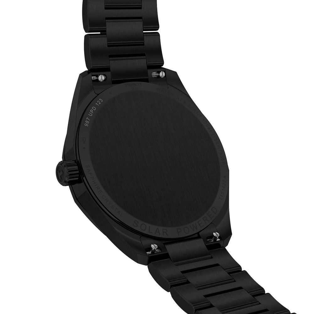 Tissot PRC 100 Solar 39mm Black Dial Black Tone Steel Bracelet Watch image number 2