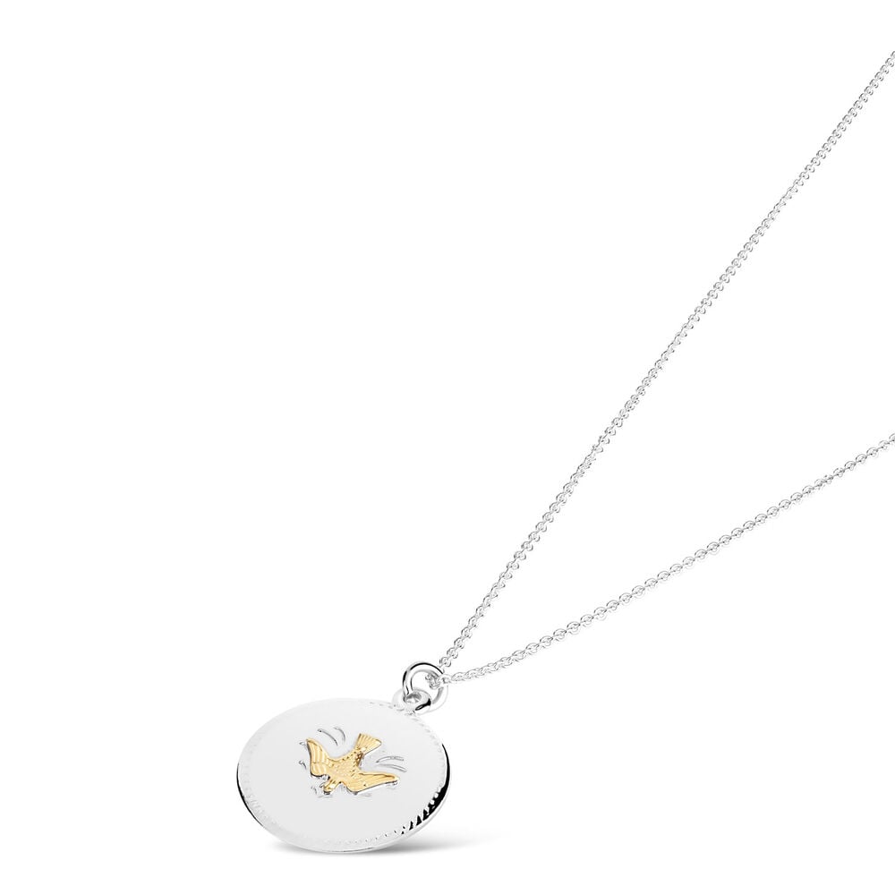 Sterling Silver & Yellow Gold-Plated Dove Pendant (Chain Included) image number 3