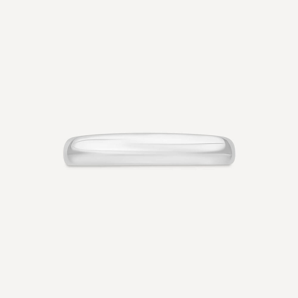 18ct White Gold 3mm Plain D-Shape Wedding Ring image number 1