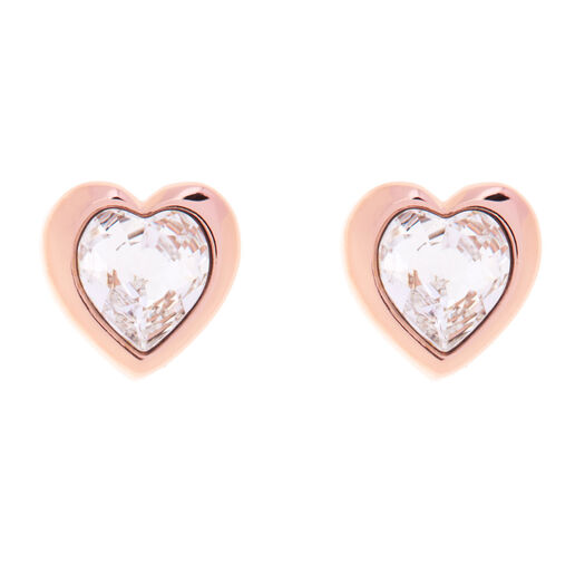Ted Baker Rose Gold Plated White Cubic Zirconia Heart Earrings