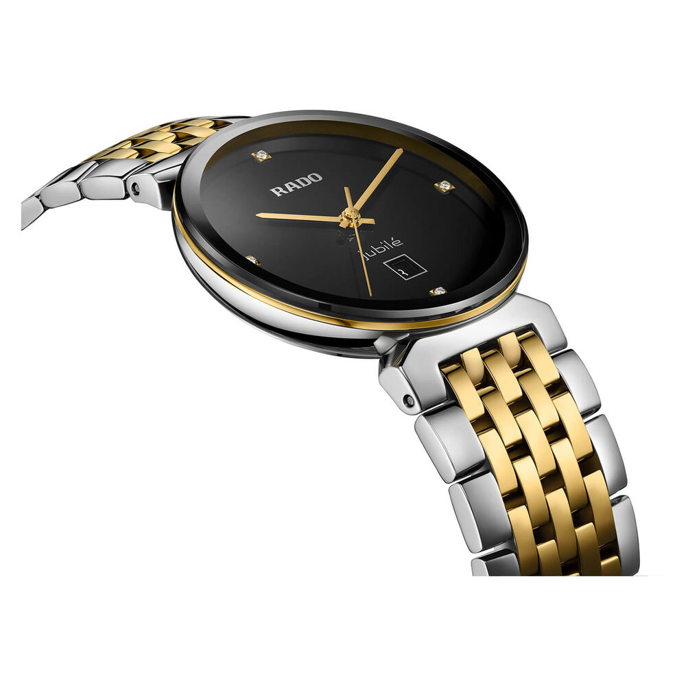 Rado Florence 38MM Black Dial Diamond Dot Steel Yellow Gold Case Bracelet Watch image number 2