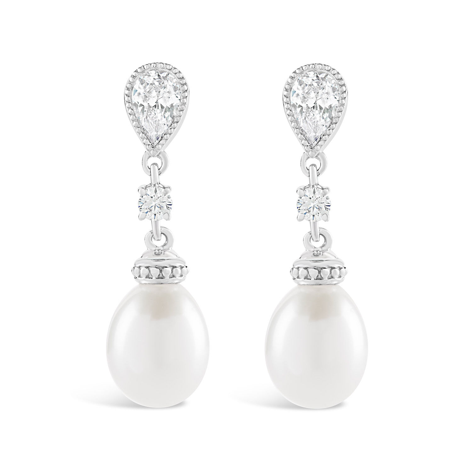 Pearl and cubic zirconia earrings sale