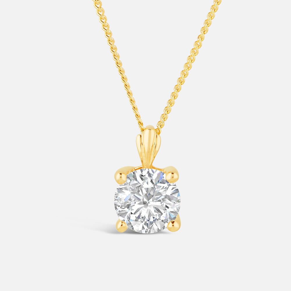 9ct Gold 5mm Four Claw Cubic Zirconia Set Pendant (Chain Included)