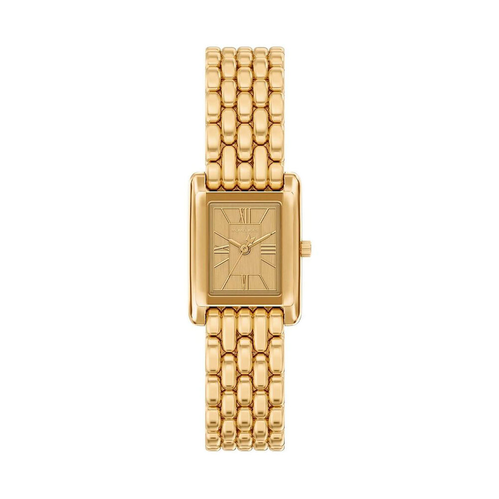 Michael Kors Petite Essex 20x27mm Gold Dial Yellow Gold Tone Stainless Steel Bracelet Watch