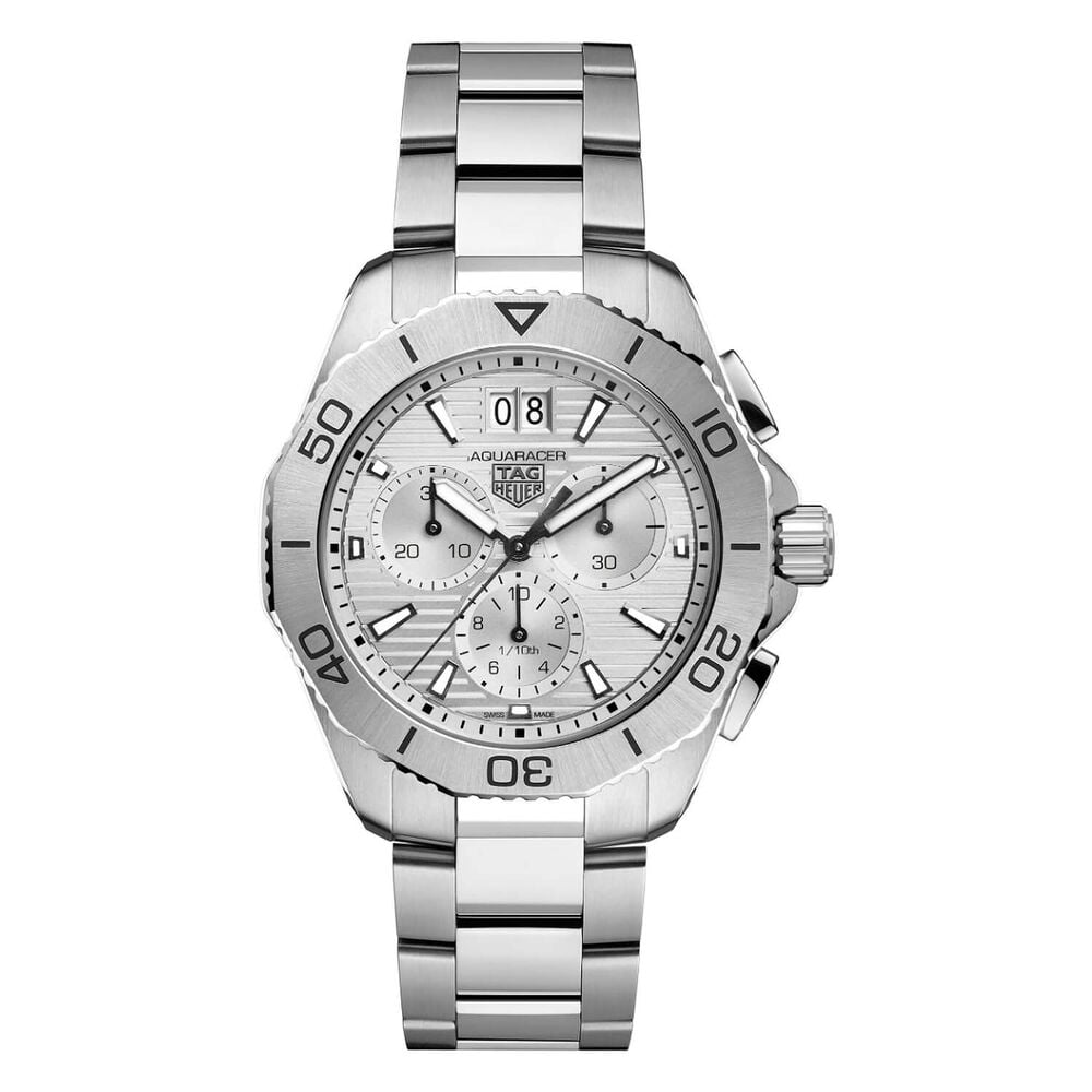 TAG Heuer Aquaracer Professional Chrono 40mm Silver Dial Steel Bracelet Watch