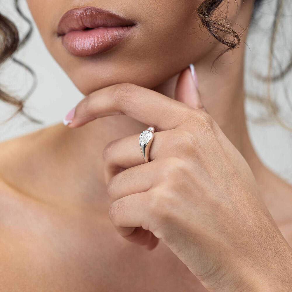 Born Orbit 9ct White Gold Lab Grown 1ct Pear Diamond Ring