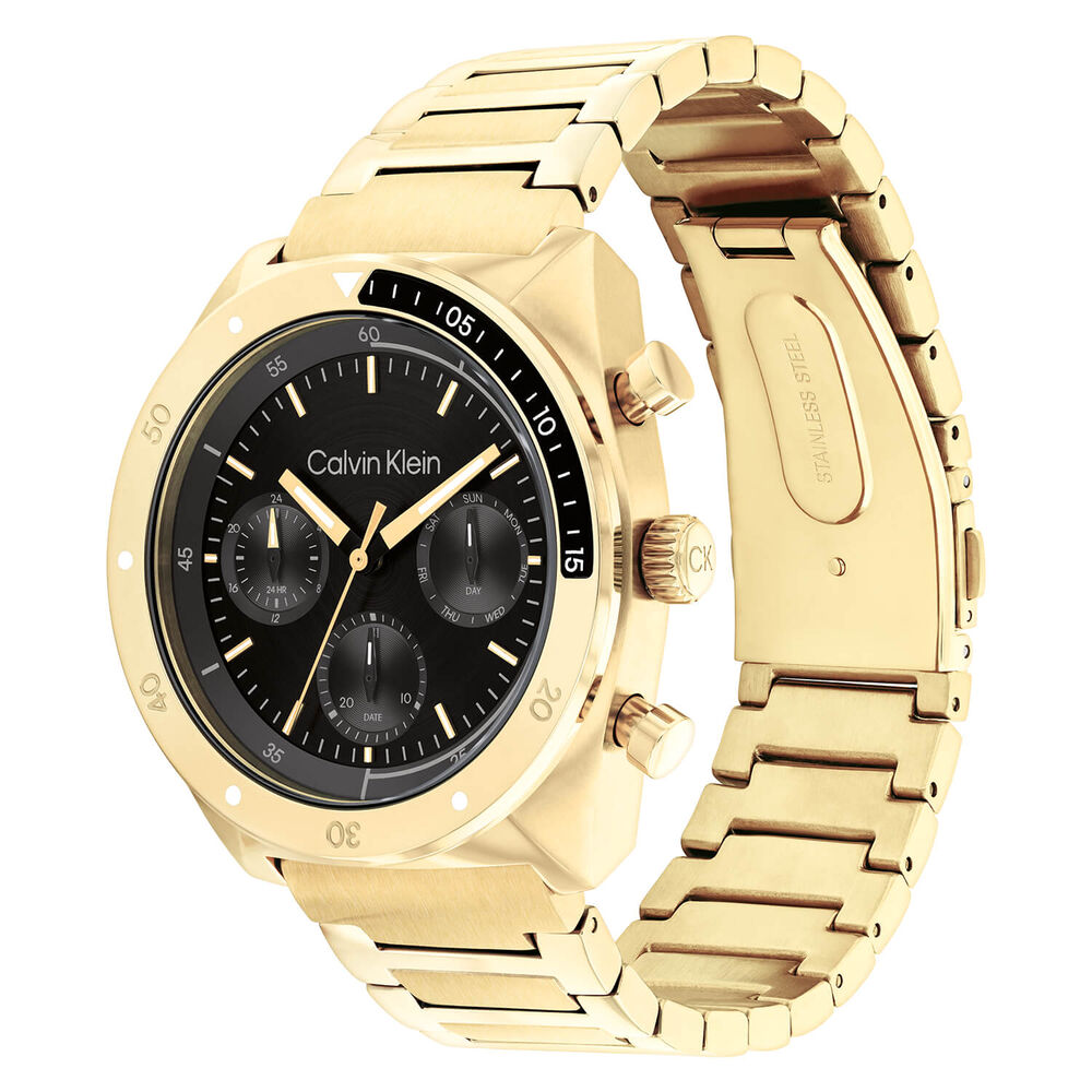 Calvin Klein CK Flex 42mm Black Dial Gold Plated Steel Bracelet Watch image number 1