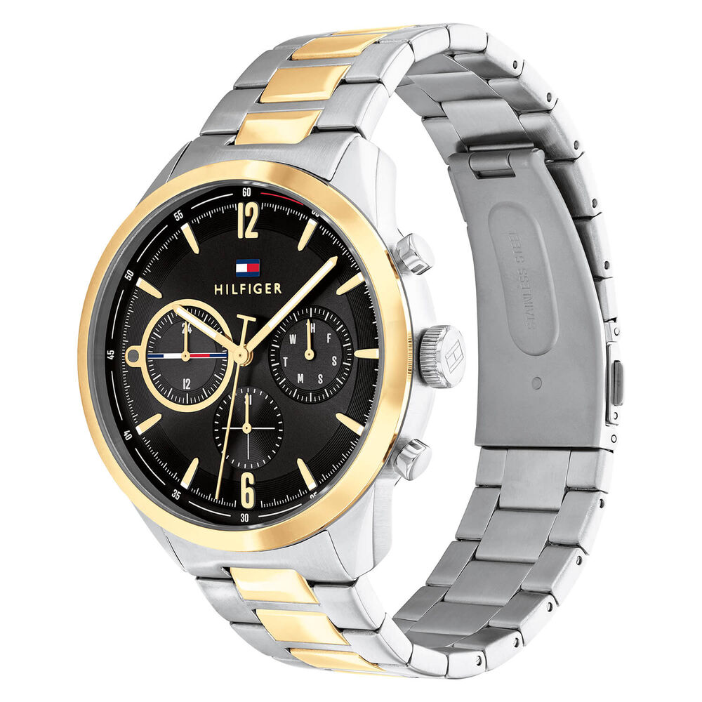 Tommy Hilfiger Chronograph 44mm Quartz Black Dial Steel & Yellow Gold IP Bracelet Watch