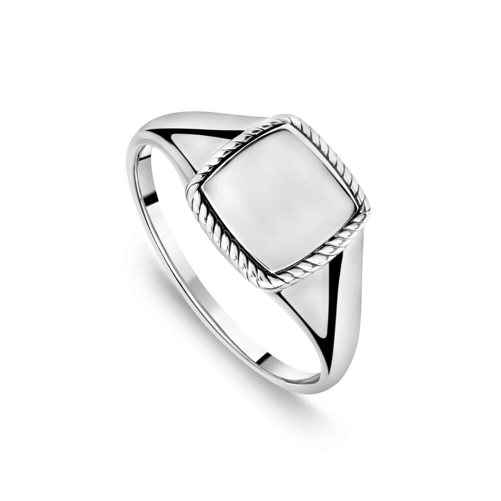 Sterling Silver Square Rope Edge Signet Ring