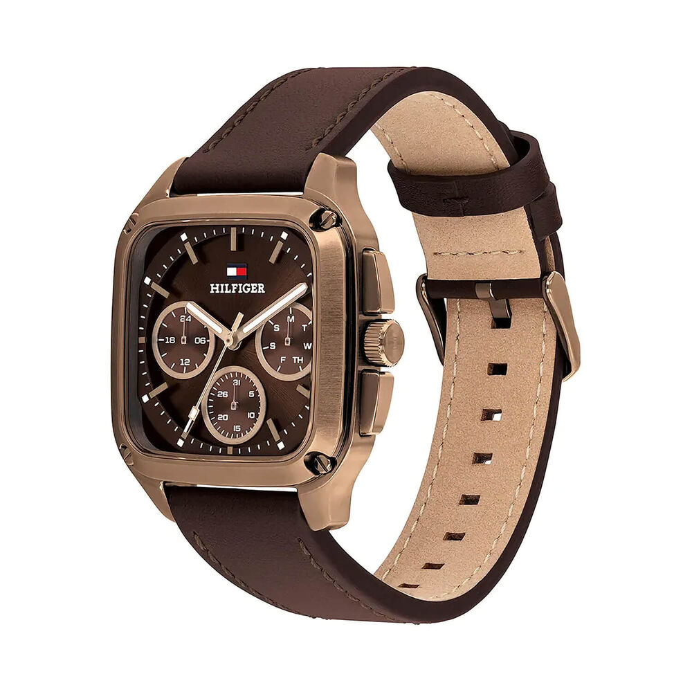 Tommy Hilfiger Herald 37 x 39mm Brown Dial Brown Leather Strap Watch image number 1