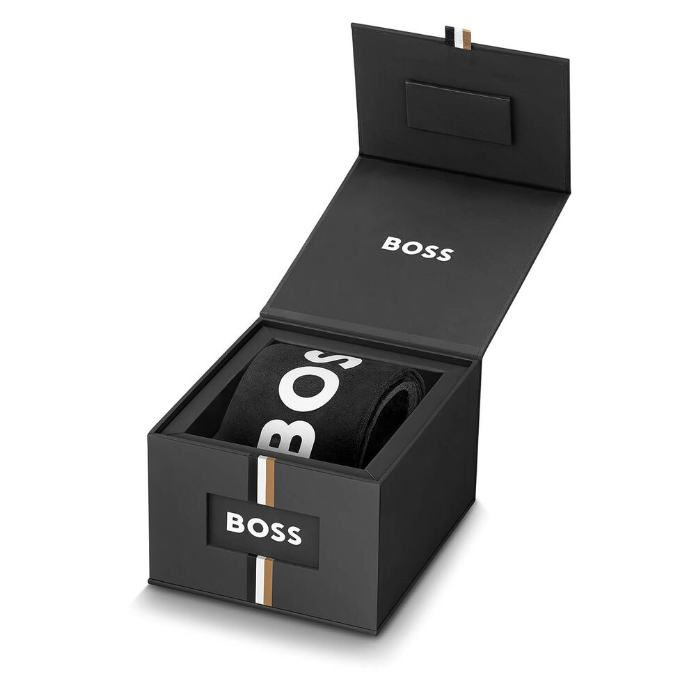 BOSS Mae Petite 22mm Square Silver Dial Gold Tone Steel Bracelet Watch image number 6