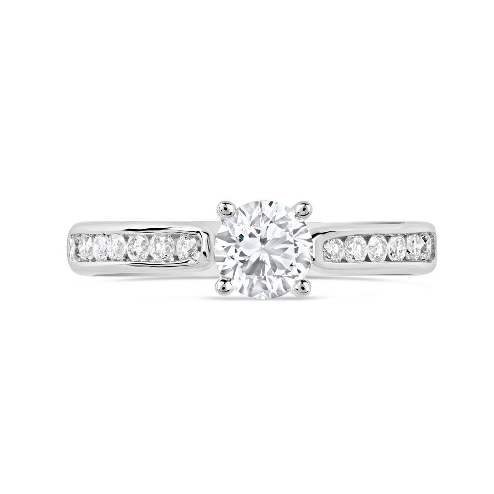 18ct White Gold 0.75ct Diamond Tulip Setting Shoulders Ring image number 1