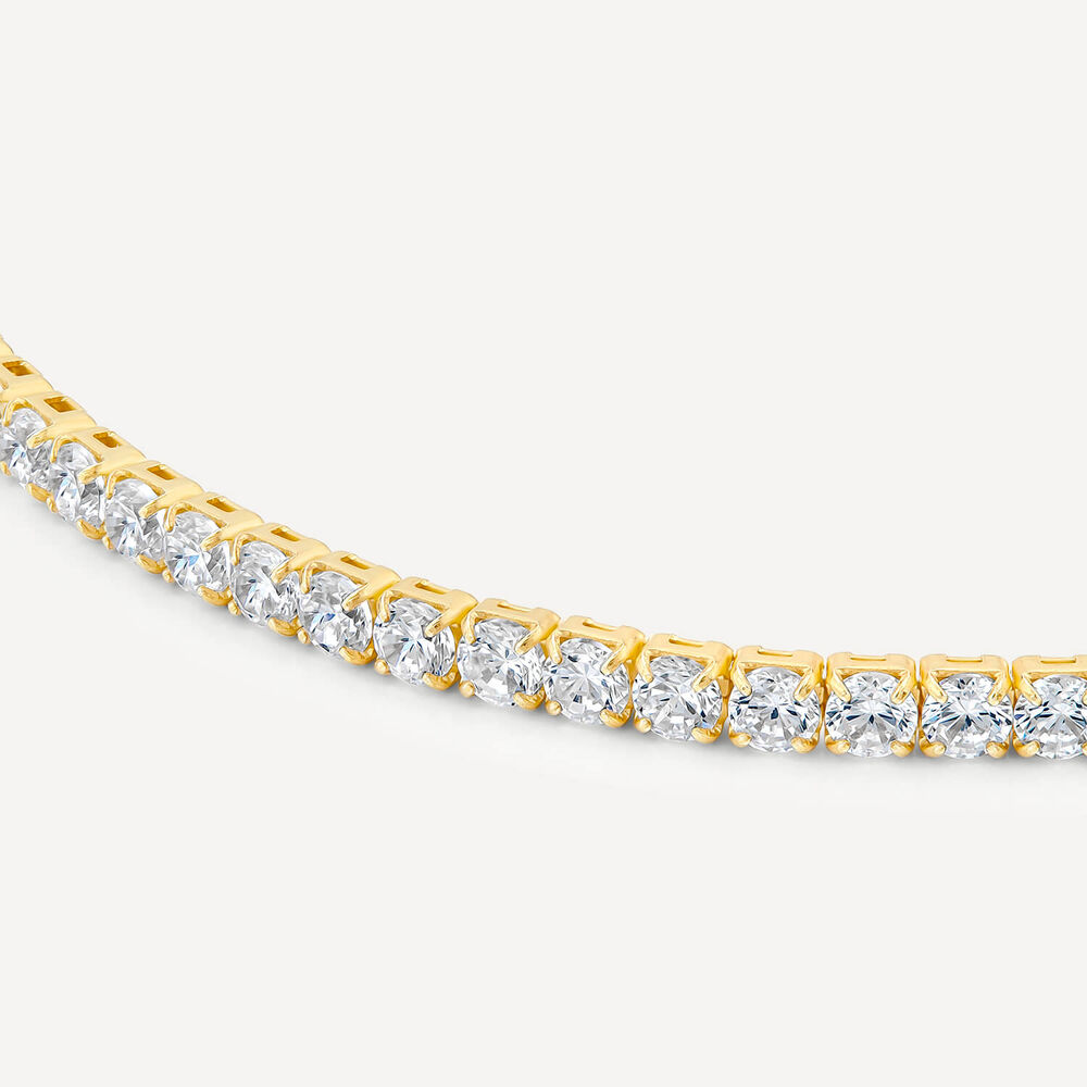Sterling Silver & Yellow Gold Plated Cubic Zirconia Tennis Bracelet image number 2
