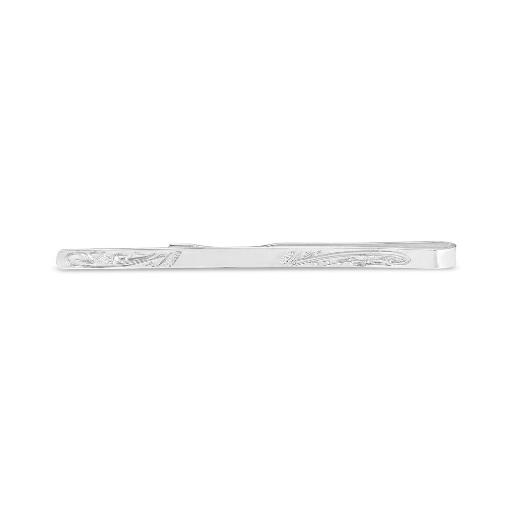 Sterling Silver Engraved Plate Tie Bar