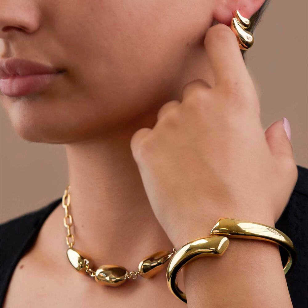 Yellow Gold Plated Sterling Silver Polished Twist Bangle image number 4