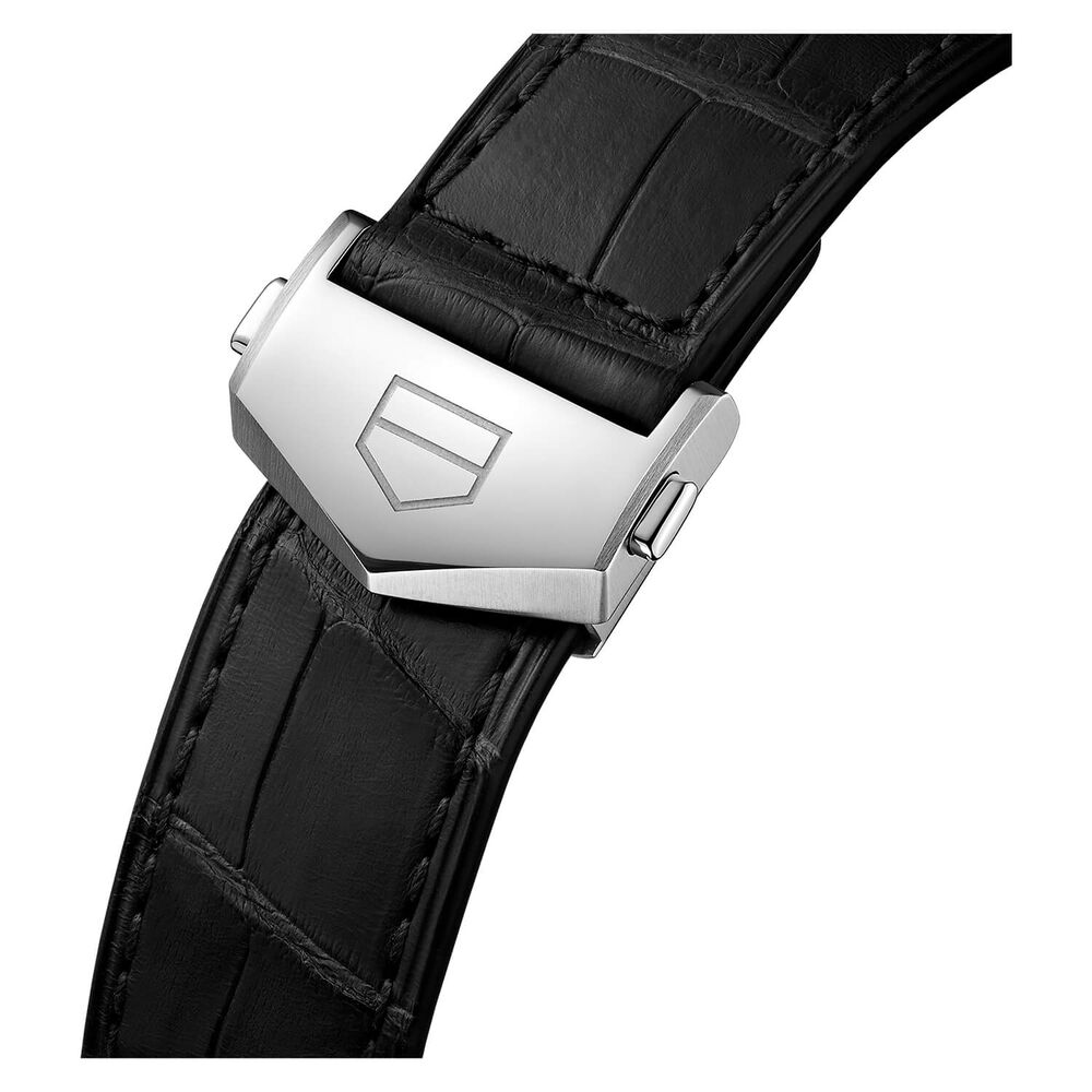 TAG Heuer Carrera Day-Date 41mm Automatic Black Dial Rose Gold Index Black Alligator Strap Watch image number 5