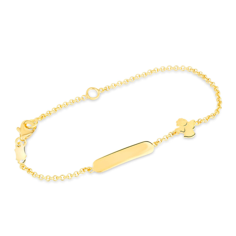 9ct Yellow Gold Angel ID Children's Bracelet image number 1