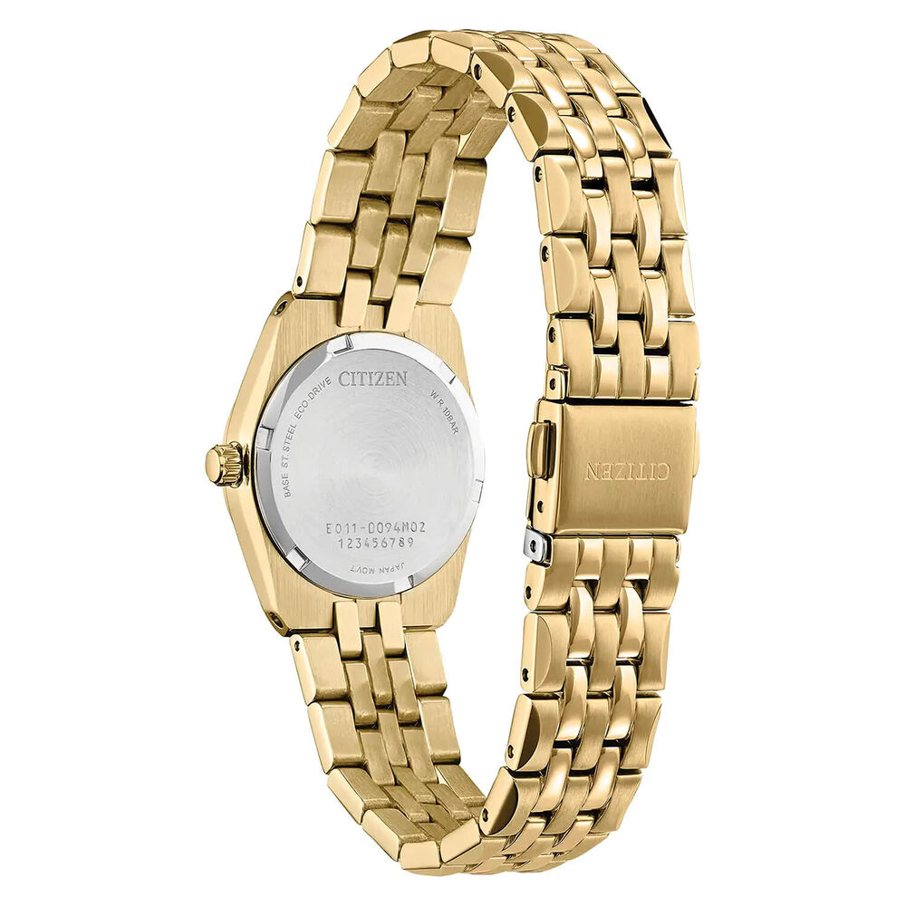 Citizen Eco-Drive Corso 28mm Black Dial Diamond Bezel Gold-Toned Steel Bracelet image number 2