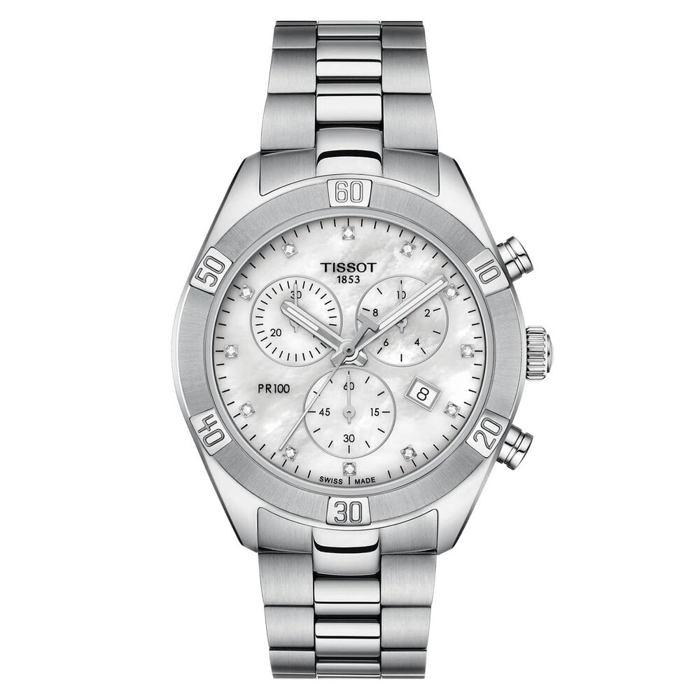 Tissot PR 100 Sport Chic 38mm Quartz White Mother of Pearl Dial Steel Bracelet Watch