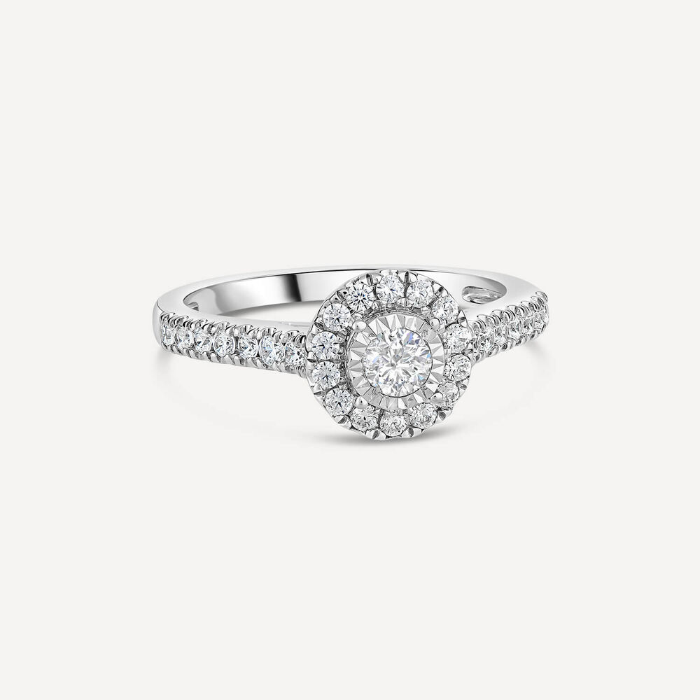 18ct White Gold Embellished Diamond Halo Cluster with 0.50 Carat Ring image number 6