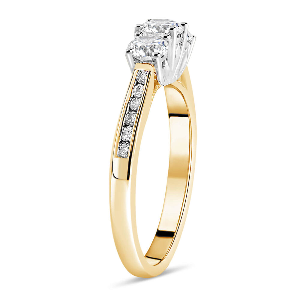 18ct Yellow Gold 0.75ct Trilogy Diamond Tulip Setting Ring image number 3
