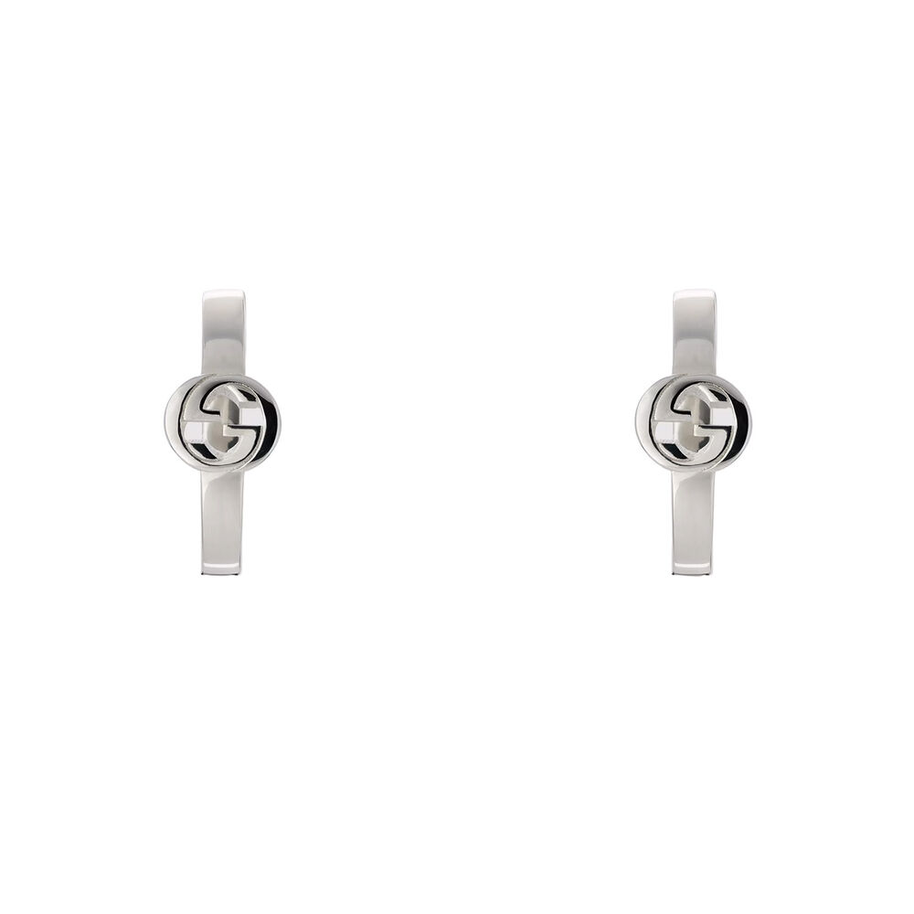 Gucci Interlocking Silver Hoop Earrings image number 0
