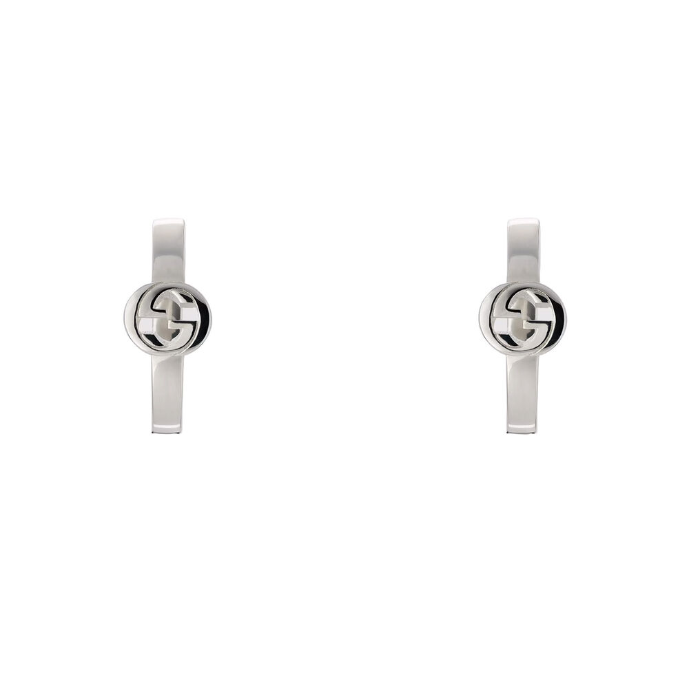 Gucci Interlocking Silver Hoop Earrings